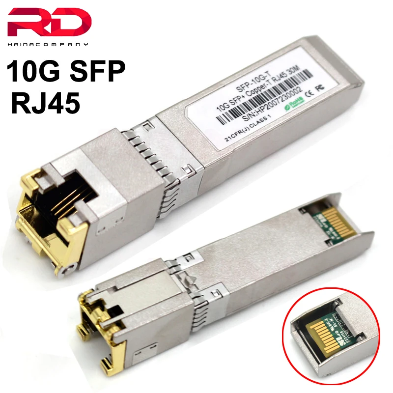 10G SFP+ For Cisco Mikrotik TP-Link D-link Zyxel Ubiquiti 10Gbe 10G RJ45 SFP+Copper Ethernet CAT.6a Module, 30 Meter