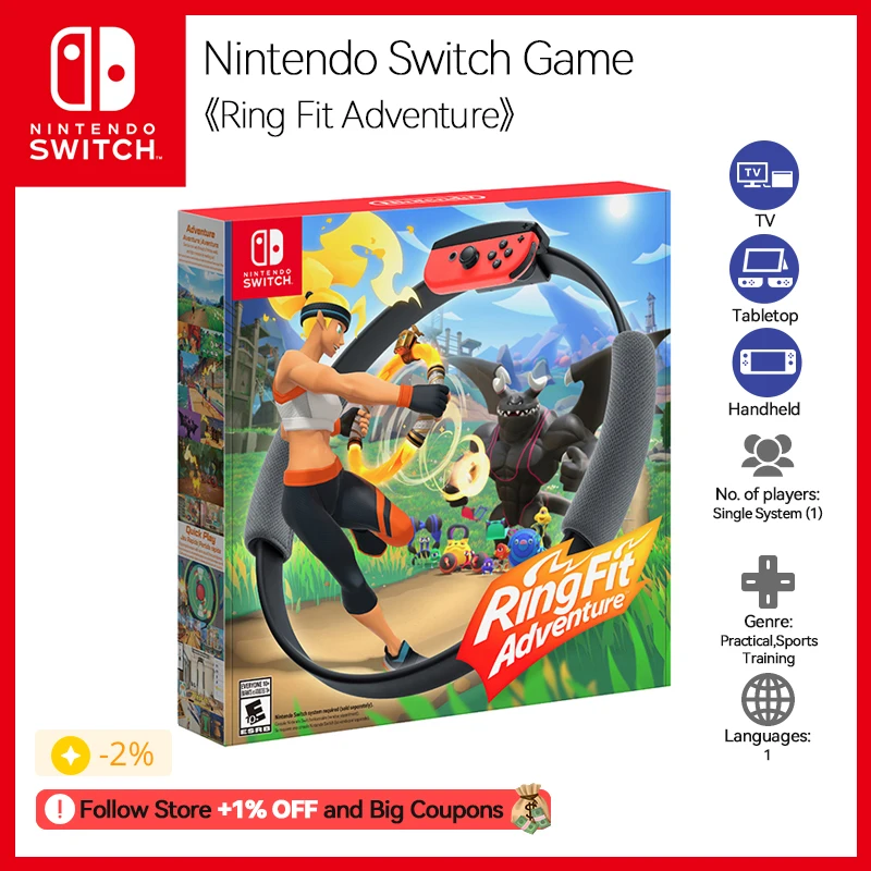 Nintendo Switch Game Ring Fit Adventure Genre Practical Sports Training