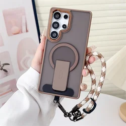 Enhanced Magnetic Wireless Charging Phone Case with Lanyard and Shockproof Bumper Cover - SamsungS26 (Bronze Color)