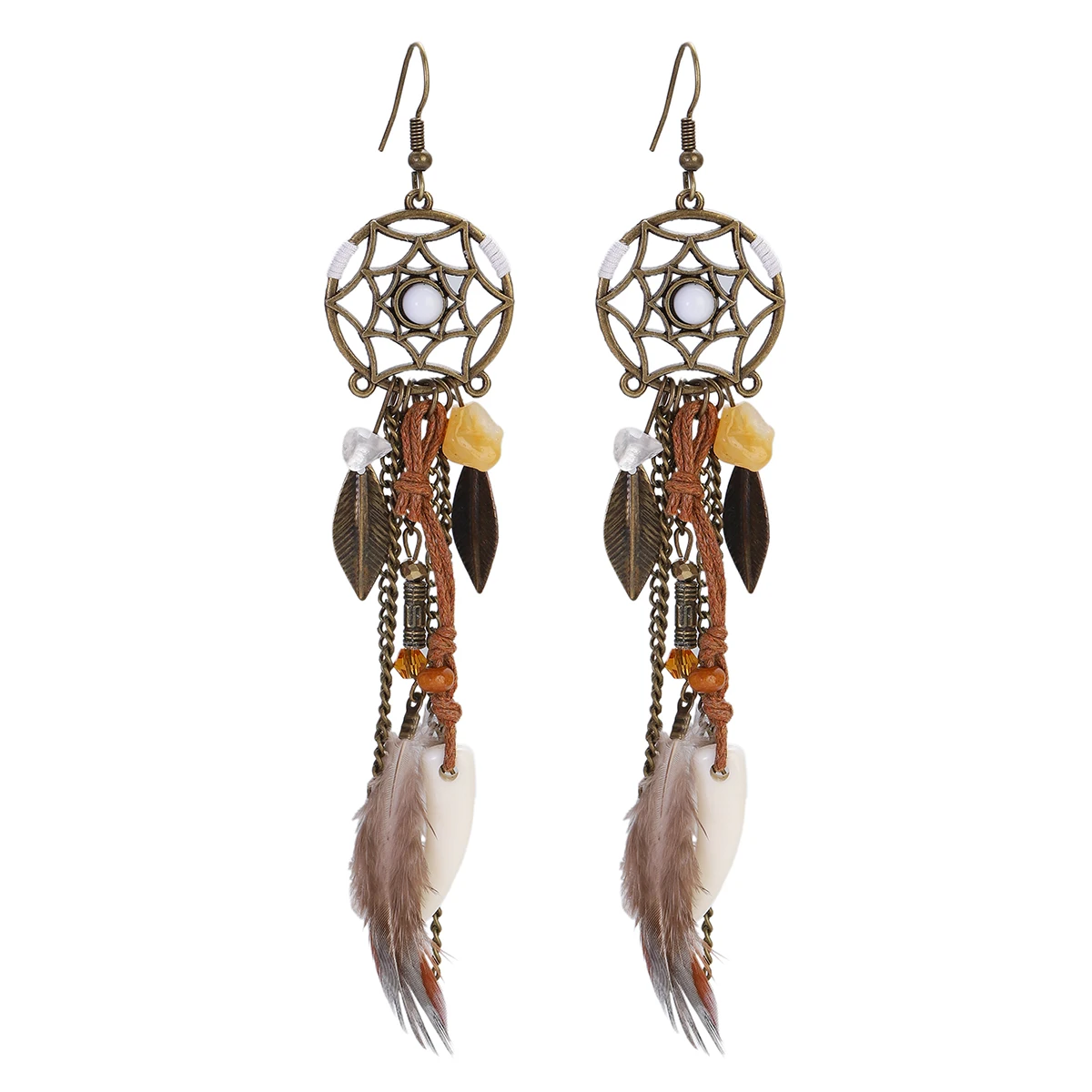 Buy Dream Catcher Brass Earrings With Black Horn Feather, Dream Cather  Earring, Dangle Earrings, Feather Horn Carving, Balinese Carving Online in  India - Etsy