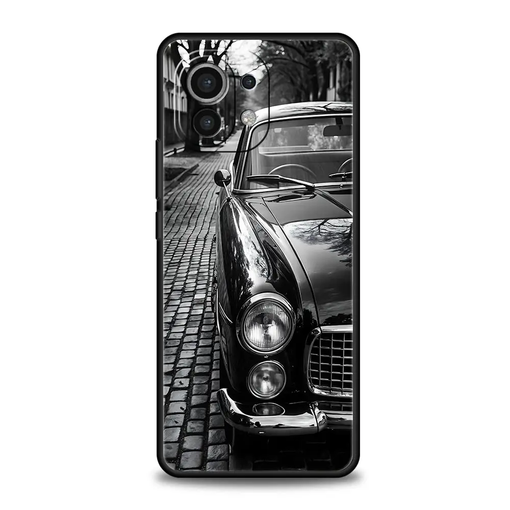 Elegant Black & White Soft Car Phone Case - Versatile Design & Durable Protection