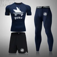 New anime Man MMA Rashguard Compression Top Training Set Quick Dry Fitness Tights Track suit Men sportswear Jogging Clothing 1