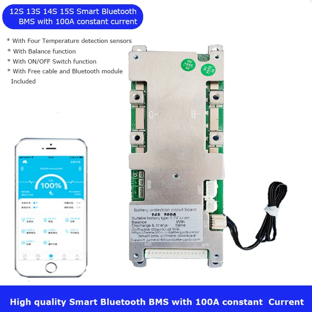 Bluetooth smart BMS with 100A constant current suitable for 36V 11S 12S 13S  48V 14S 15S li ion battery with Software - AliExpress