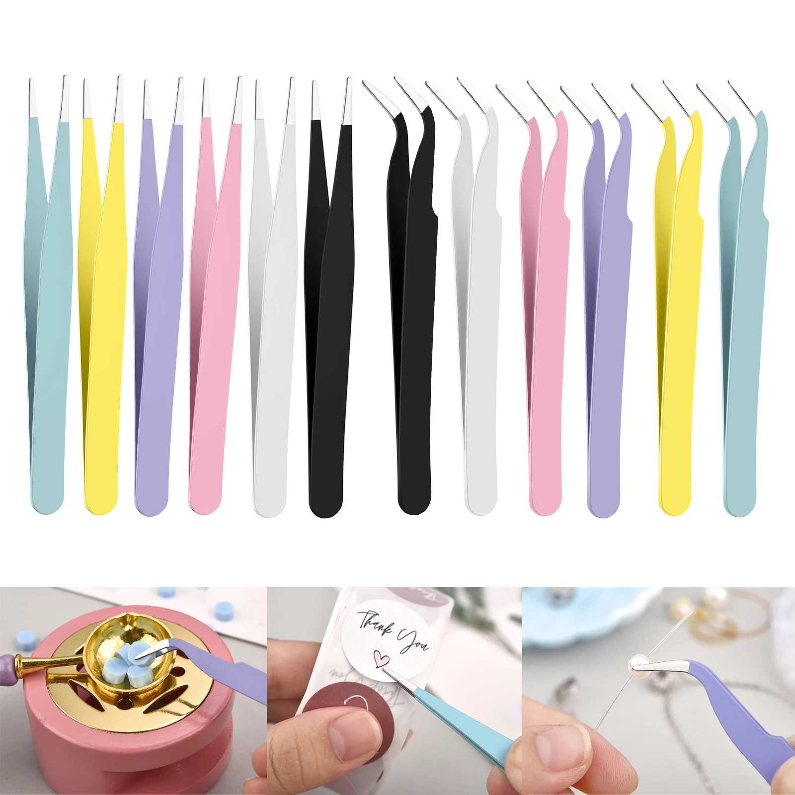 1 Piece Stainless Steel Candy Macaron Color Precision Tweezer for Journal Scrapbooking  Stickers DIY Tool - AliExpress