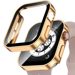 Premium Waterproof Protective Case with Tempered Glass & Bumper for Apple Watch - 44mm, 45mm, 41mm, 40mm Models (Rose Gold)