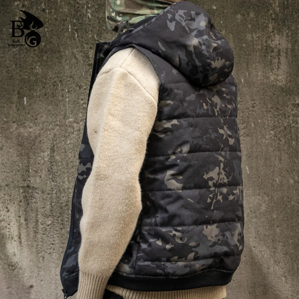 Winter Tactical Men's Vest Camouflage Thickened Zipper Hooded Warm Sleeveless Jacket