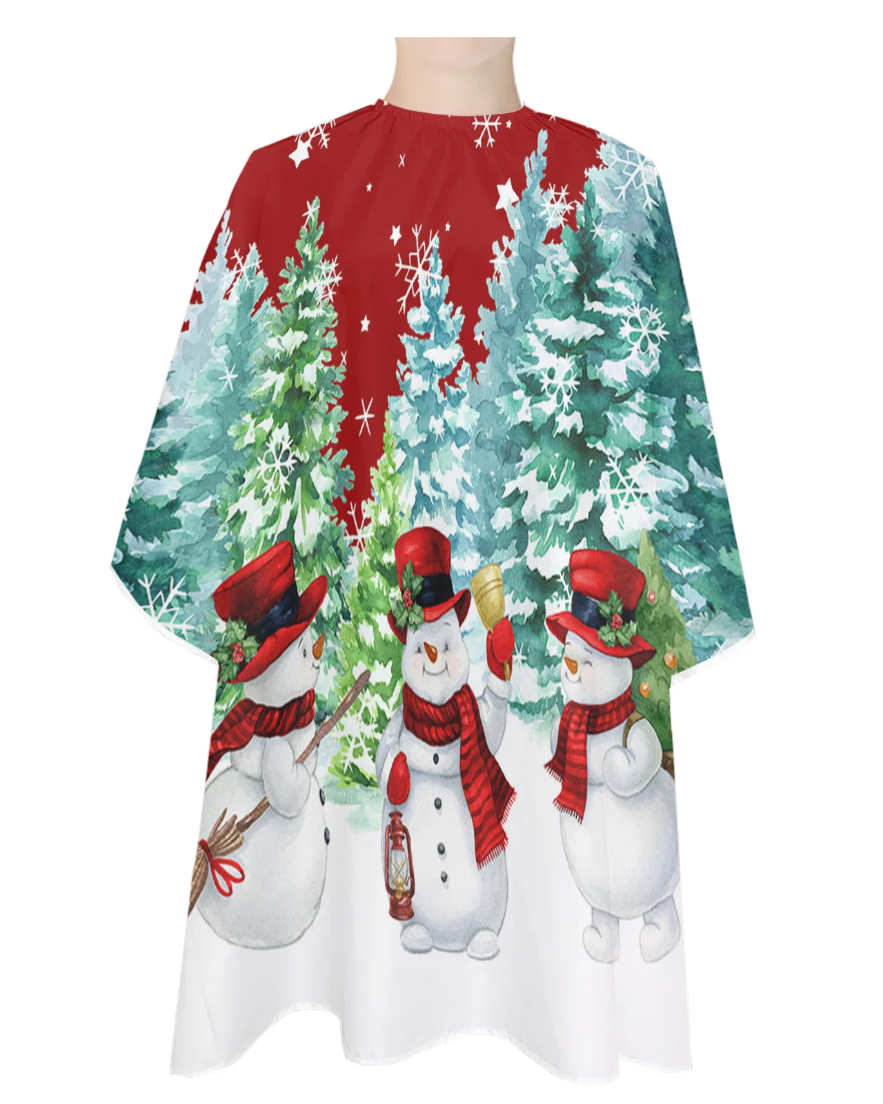 

Фартук для парикмахера с рождественскими снежинками и снеговиками, водонепроницаемый фартук для салона красоты, аксессуар для парикмахерской