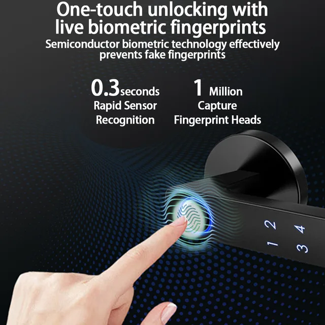 Fingerprint Door Locks Smart Door Lock Handle With Fingerprint Key card Digital Door Lock Keypad Key Entry Electronic lock 5