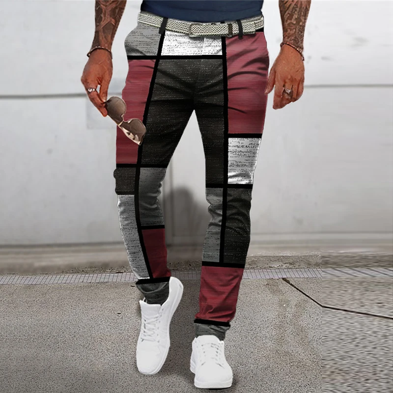 

Checkered Fashion Europe and the United States Style Men's Pants Business Casual Travel Slim Pants Comfortable and Versatile