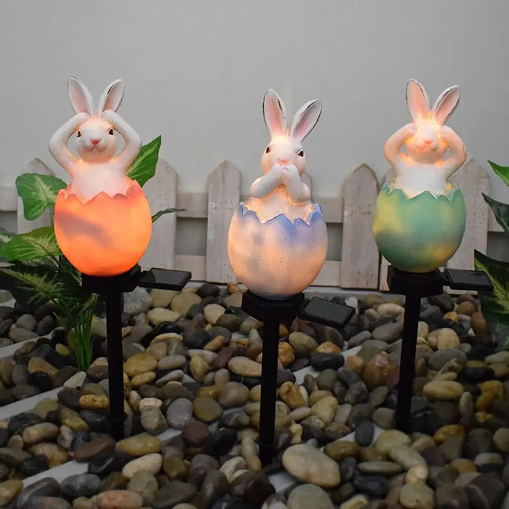 Easter Bunny Solar Ground light Outdoor Lawn Lamp Floor Lamp Cartoon Animal Rabbit Decorative Garden Courtyard Landscape ﻿