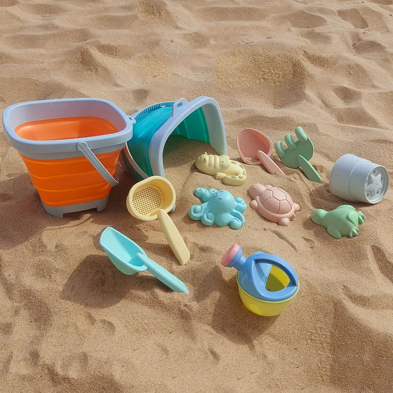 1/11PCS Summer Beach Set Toys for Kids Digging Sand Folding Bucket Watering Bottle Shovels Children Beach Water Game Toys Tools 2