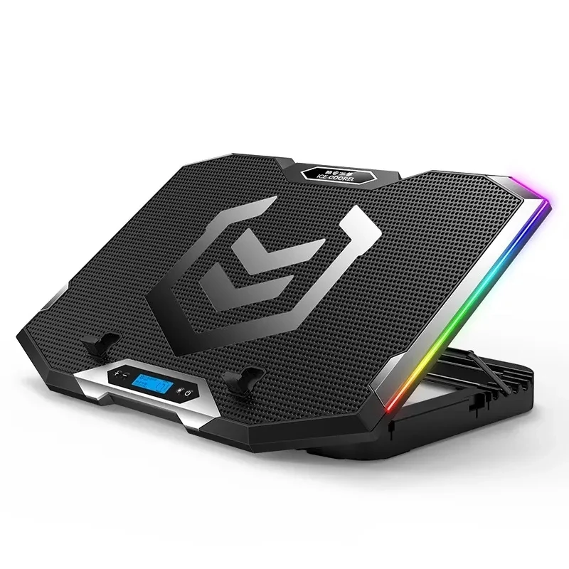 

ICE COOREL Gaming Laptop Cooler RGB 6 Silent LED Fans Powerful Air Flow Portable Adjustable Laptop Stand Notebook Cooling Pad