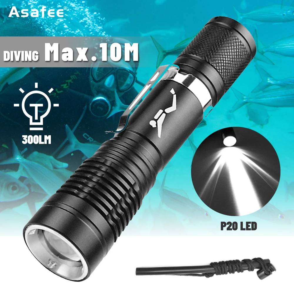 

Многофункциональный IPx8 водонепроницаемый профессиональный фонарь для дайвинга портативный фонарик супер яркий фонарик для дайвинга