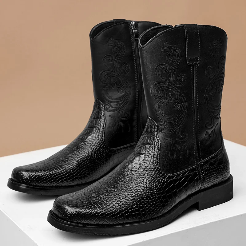 Men's Boots British Style Plaid Shoes Cowboy Boots Chelsea Boots