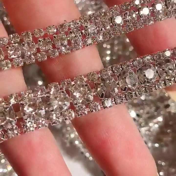 Applicazioni Strass A Catena - Decorazioni Scintillanti Per Abiti, Matrimoni, Fai-da-te - Foto 2