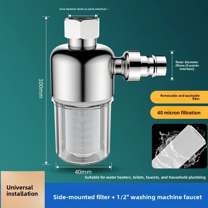 Universal Stainless Steel Pre-filter for Electric Water Heaters - Suitable for Showers, Kitchens, and Bathrooms