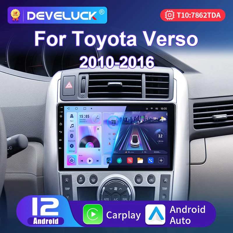 

For Toyota Verso R20 2009 -2018 2 Din Android 12 Car Radio Multimedia Video Player GPS 4G WIFI Carplay Auto Stereo DVD Head Unit