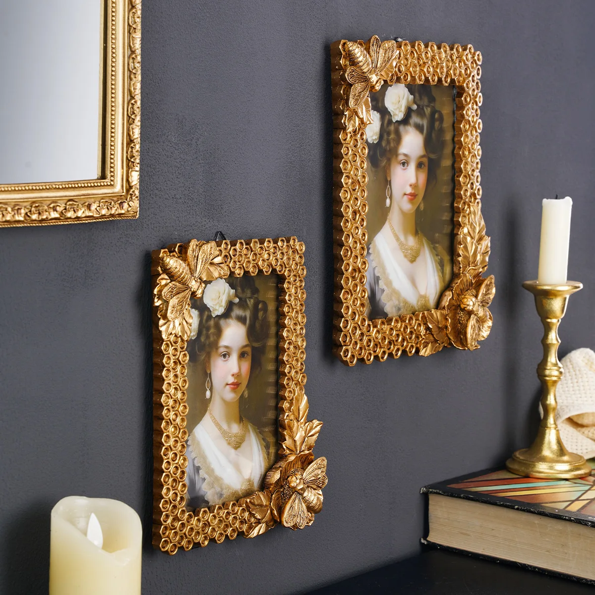 1PC, creative beehive knot-shaped decorative photo frame, resin material frame body desktop warm photo display frame