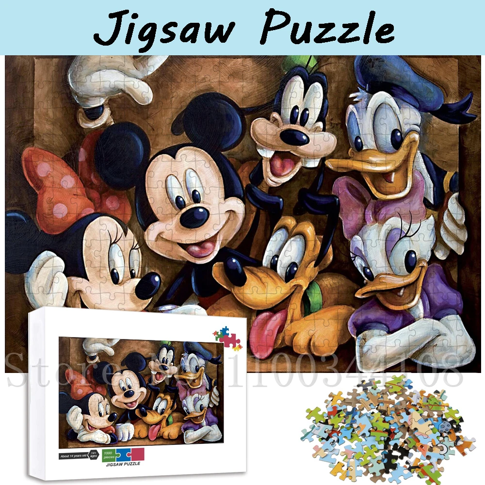 Disney Mickey Minnie puzzle 35/300/500/1000 sztuk puzzle z kreskówek dla dzieci zabawki do gier edukacji wywiadowczej