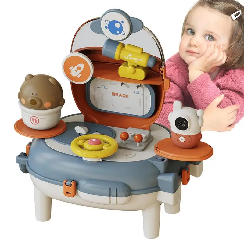 

Детский кухонный рюкзак с космическим медведем, дизайнерские наборы для макияжа для маленьких девочек, искусственная трансформер для детских игрушек