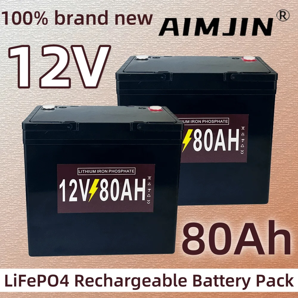 

12V 80Ah Rechargeable LiFePO4 Battery Pack For Electric sprayer, children's toy car, solar street lights, emergency lights et