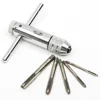 Adjustable Silver T-Handle Ratchet Tap Holder Wrench with 5pcs M3-M8 3mm-8mm Machine Screw Thread Metric Plug T-shaped Tap 2