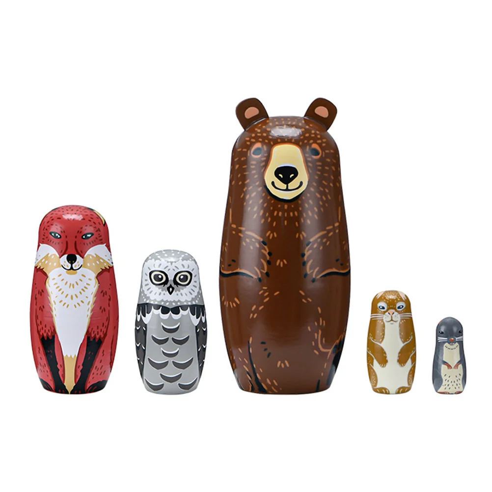 

1 Набор животных русские вложенные куклы Раскрашенные Деревянные штабелируемые Куклы Домашние поделки