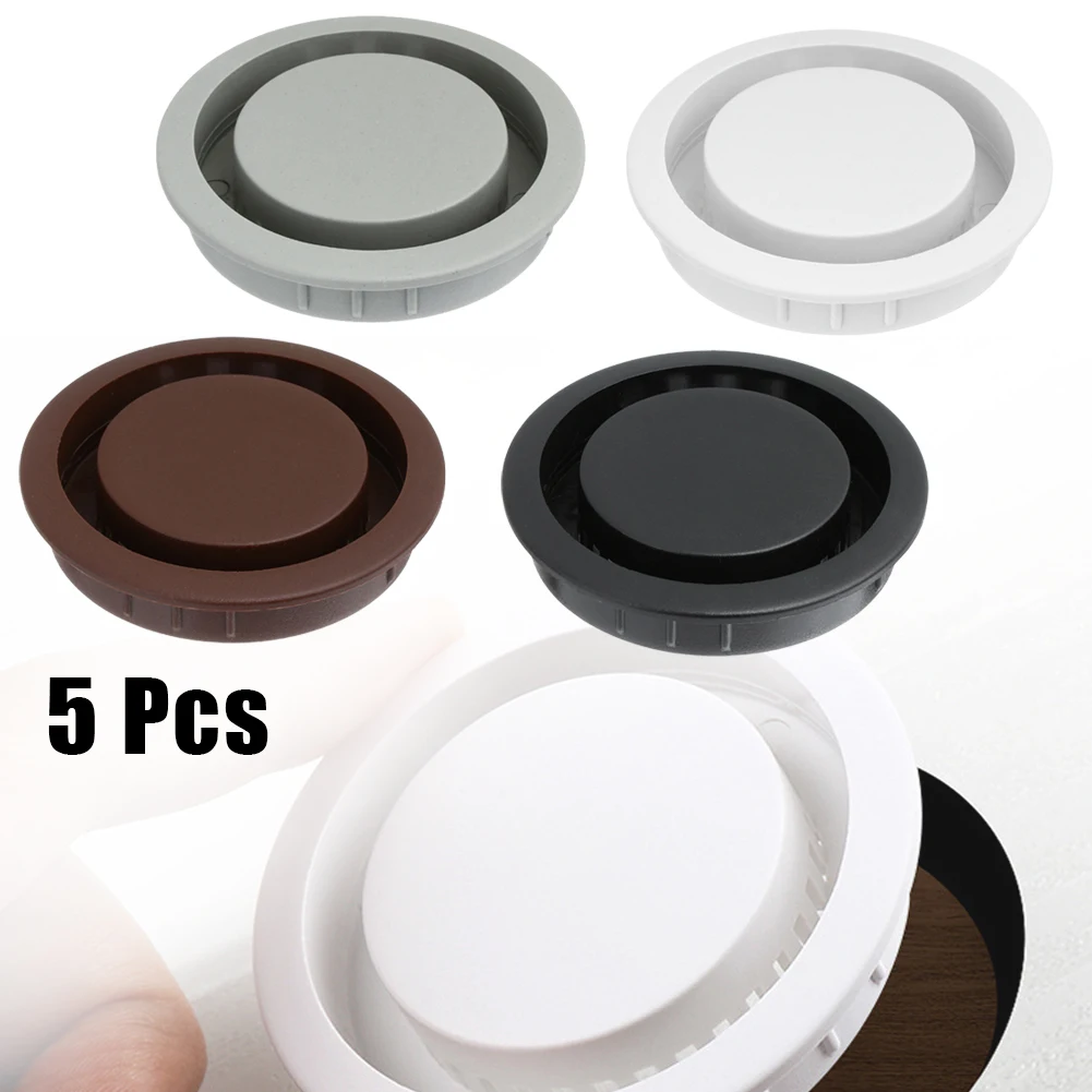 Air Vent Grille 5PCS/Lot Stainless Steel Air Vent Grille Cover Black White Wardrobe Cabinet Mesh Hole Ventilation 50mm