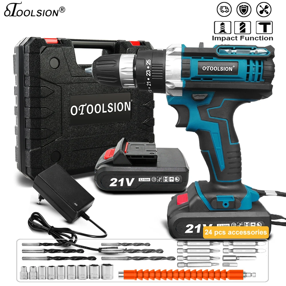 New 21v Impact Electric Drill Variable Speed Impact Electric