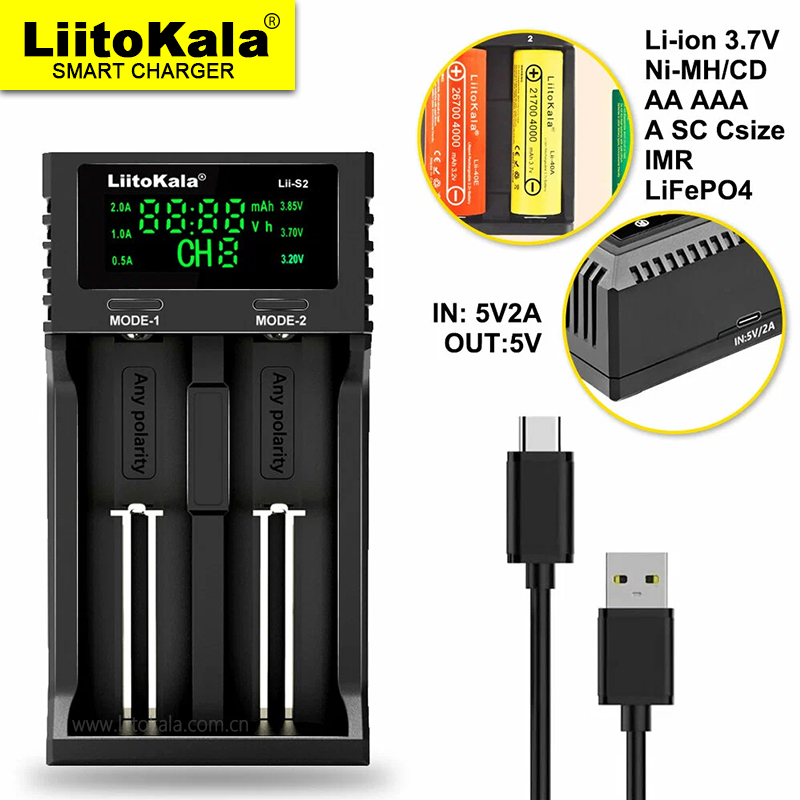 LiitoKala Lii-S2 18650 26650 Lithium Battery Charger