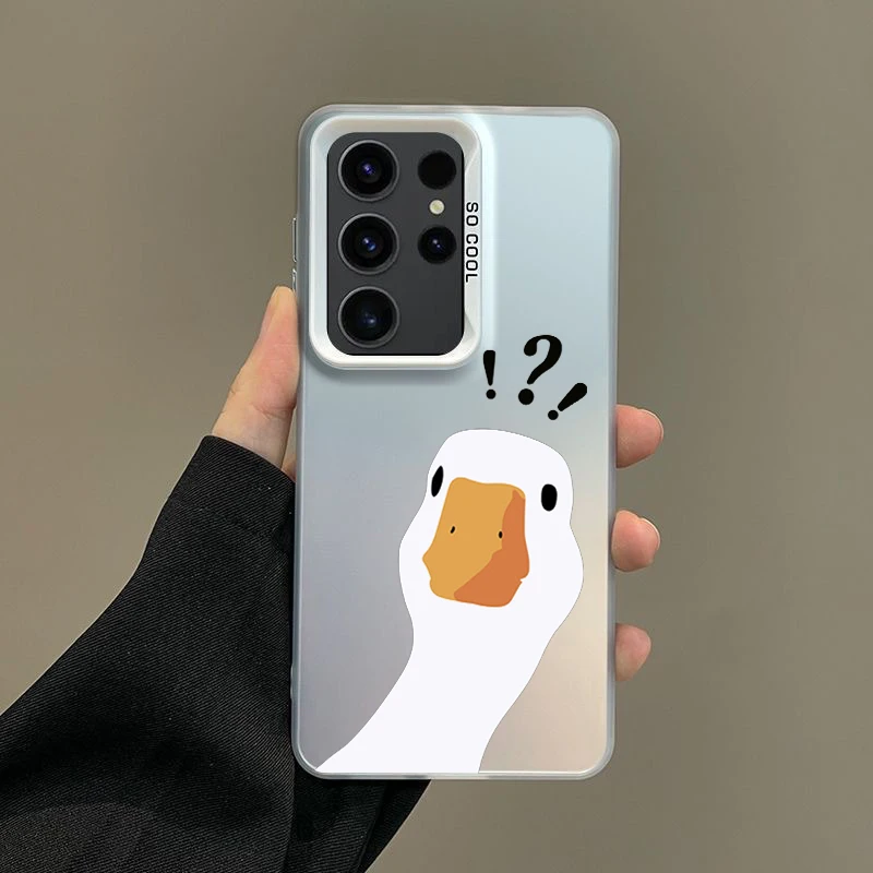 Silver IMD Cartoon Doubt Duck Phone Case