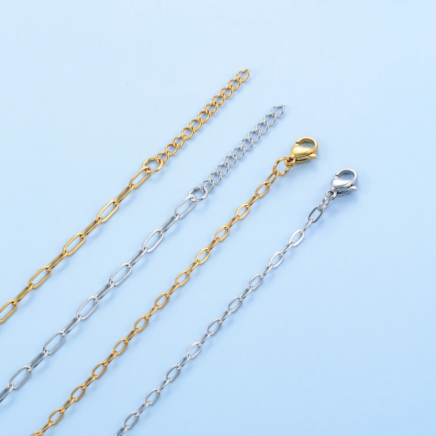 Paper Clip Bracelet Stainless Steel Rectangle Link Simple 2.5mm/2.7mm/4.0mm Wristband Minimalist No Fade Jewelry