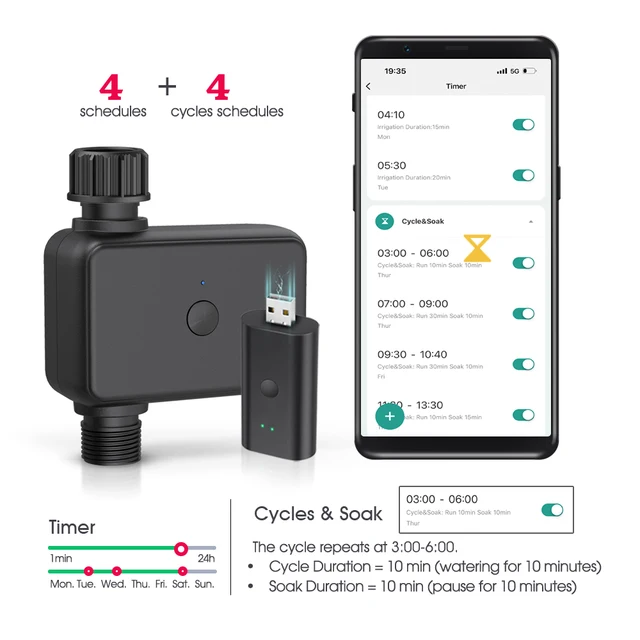 Zigbee Smart WiFi Timer with Gateway App Remote Control Alexa Google Assistant Compatible Rain Delay Irrigation History 4