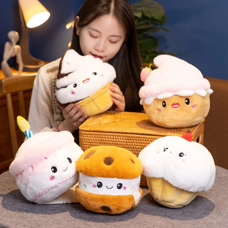 Cute Simulation Cake Plush Toy Kawaii Stuffed Food Strawberry Fruit Cakes Plushies Doll Anime Soft Kids Toys for Girls Children