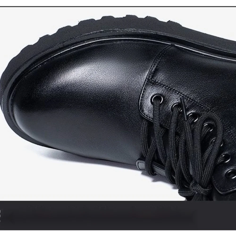 Echtes weiches Leder Martin 2024 Neue Herbst-/Wintermode Dicker Absatz Schnürstiefel für Kinder Vielseitige Stiefel Damenschuhe_voghion.com