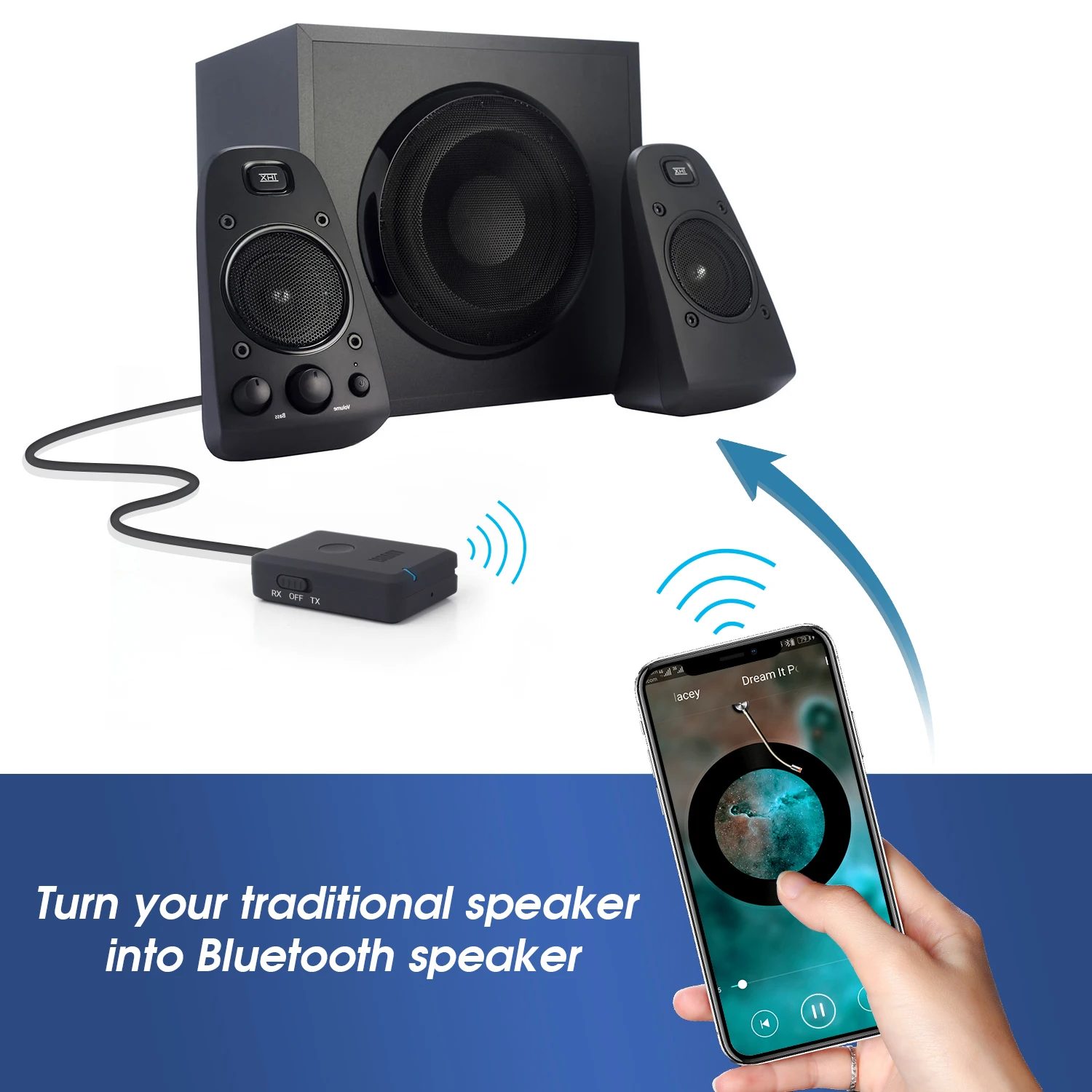 Bluetooth Adapter Bluetooth Transceiver Adapter Audio Adapter Bluetooth Aux Adaptor August MR260 Bluetooth Transmitter Receiver 2-In-1 Dual Mode Stereo Audio Adapter For TV/Speakers aptX Low Latency