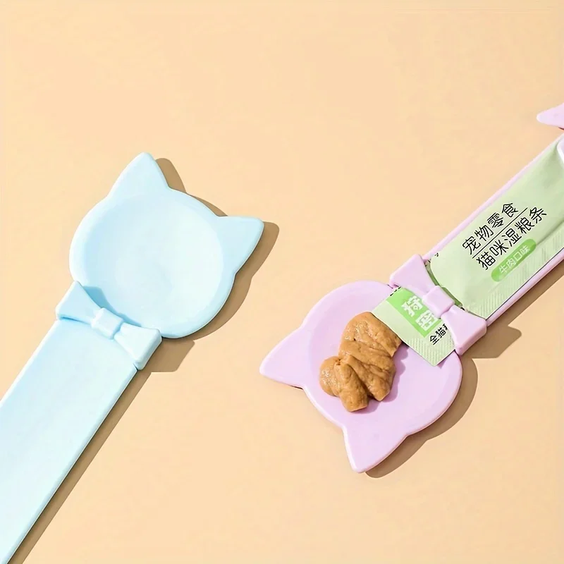 Easy-Squeeze Cat Treat Dispenser - Long Handle Lickable Wet Food Feeder for Cats, Durable Plastic Pet Snack Spoon, Feeding Tool