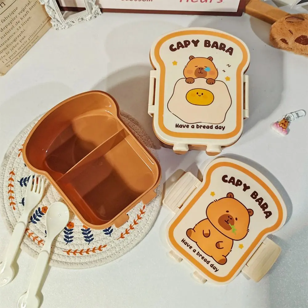 Capybara Lunch Box Toast Shape Grid Meal Box Leak Proof 1000ml
