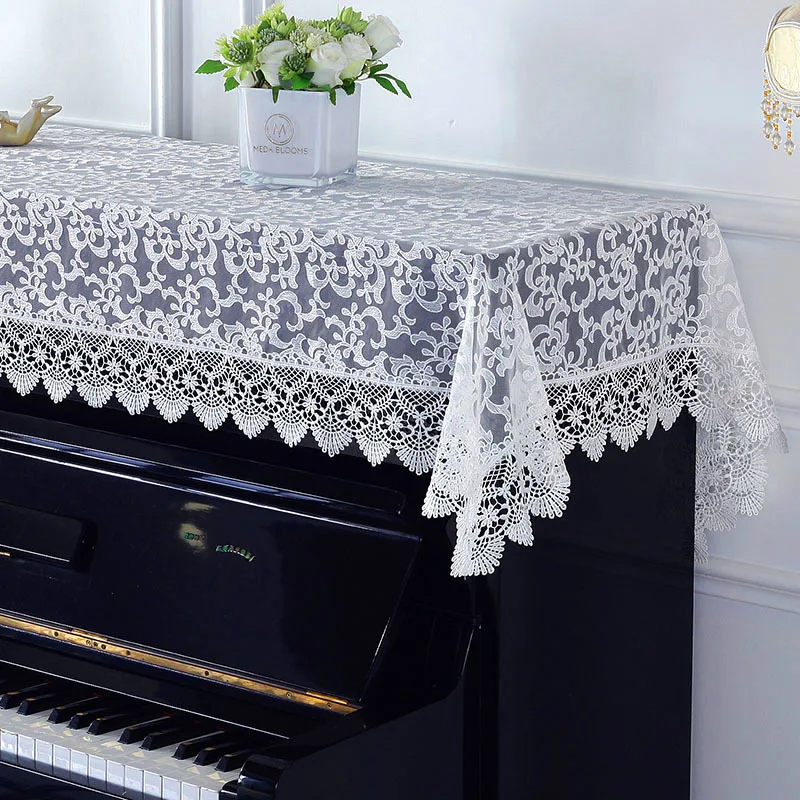 

Piano Cover White Elegant Modern pianos covers Table cloth Embroidered Piano Covers European Lace Dustproof 73 Key Keyboard