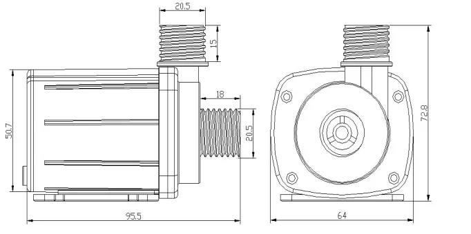 1000B Zweiphasen-Gleichstrom-Bürstenlose Pumpen, Druckerhöhungspumpen, Geschwindigkeitspumpe, Skimmer-Umwälzpumpe 12V 24V – Detail 2