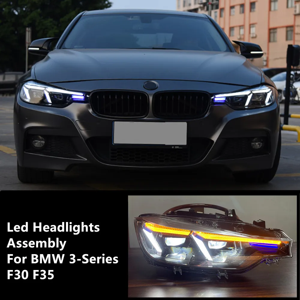 

Для BMW F30 светодиодная фара в сборе F35 3 серии 2013-2018 аксессуары Модифицированный новый стиль светодиодная фара DRL Plug And Play