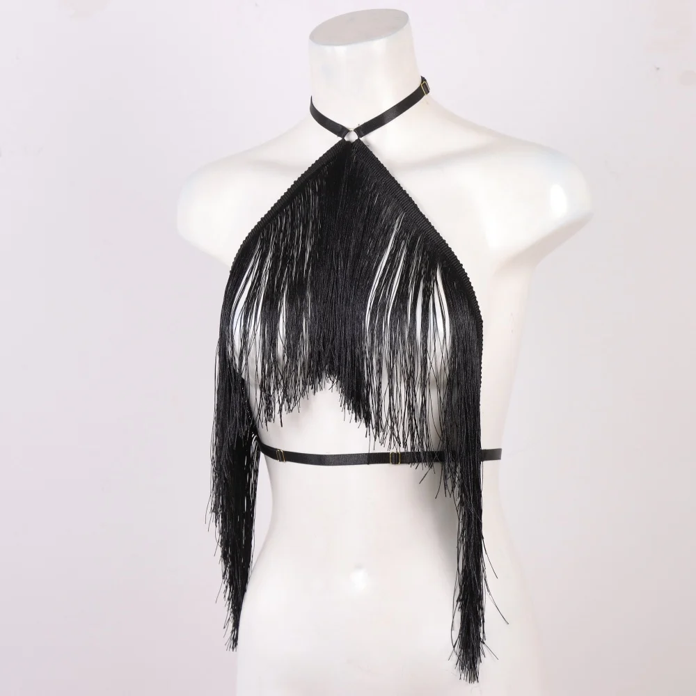Black Tassel Halter Top Image 4