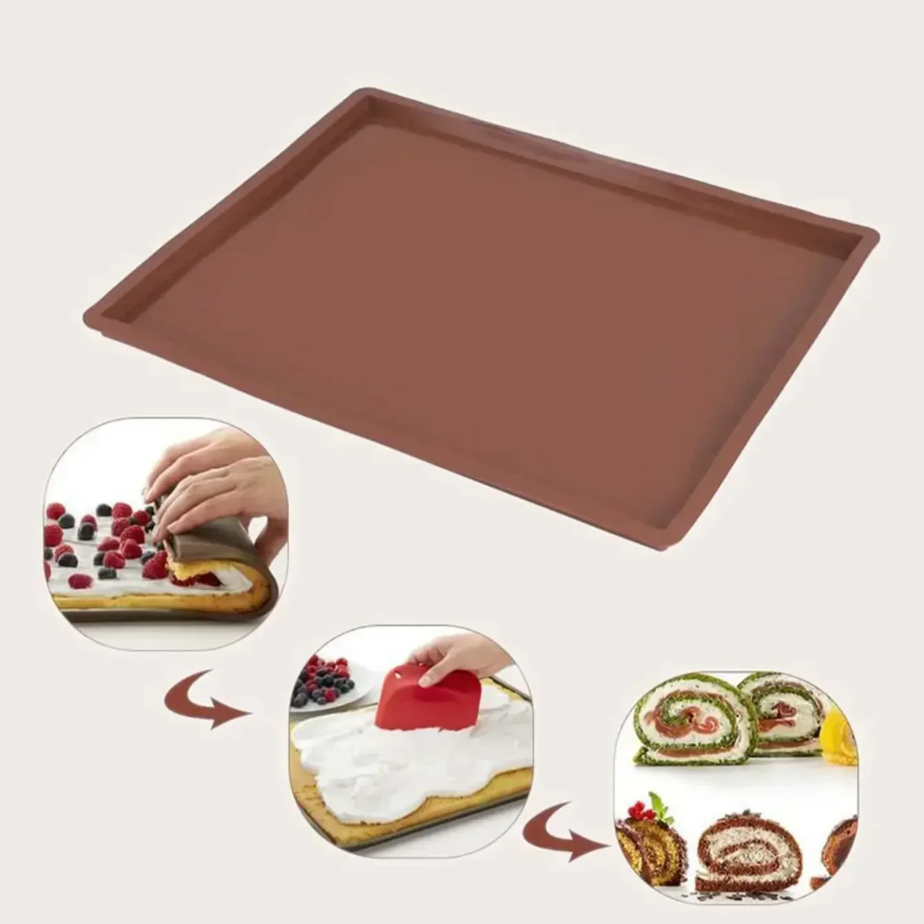 1pc-Silicone Baking Mat Cake Roll Pad Macaron Swiss Roll Oven Mat Bakeware Baking Tools Kitchen Accessories