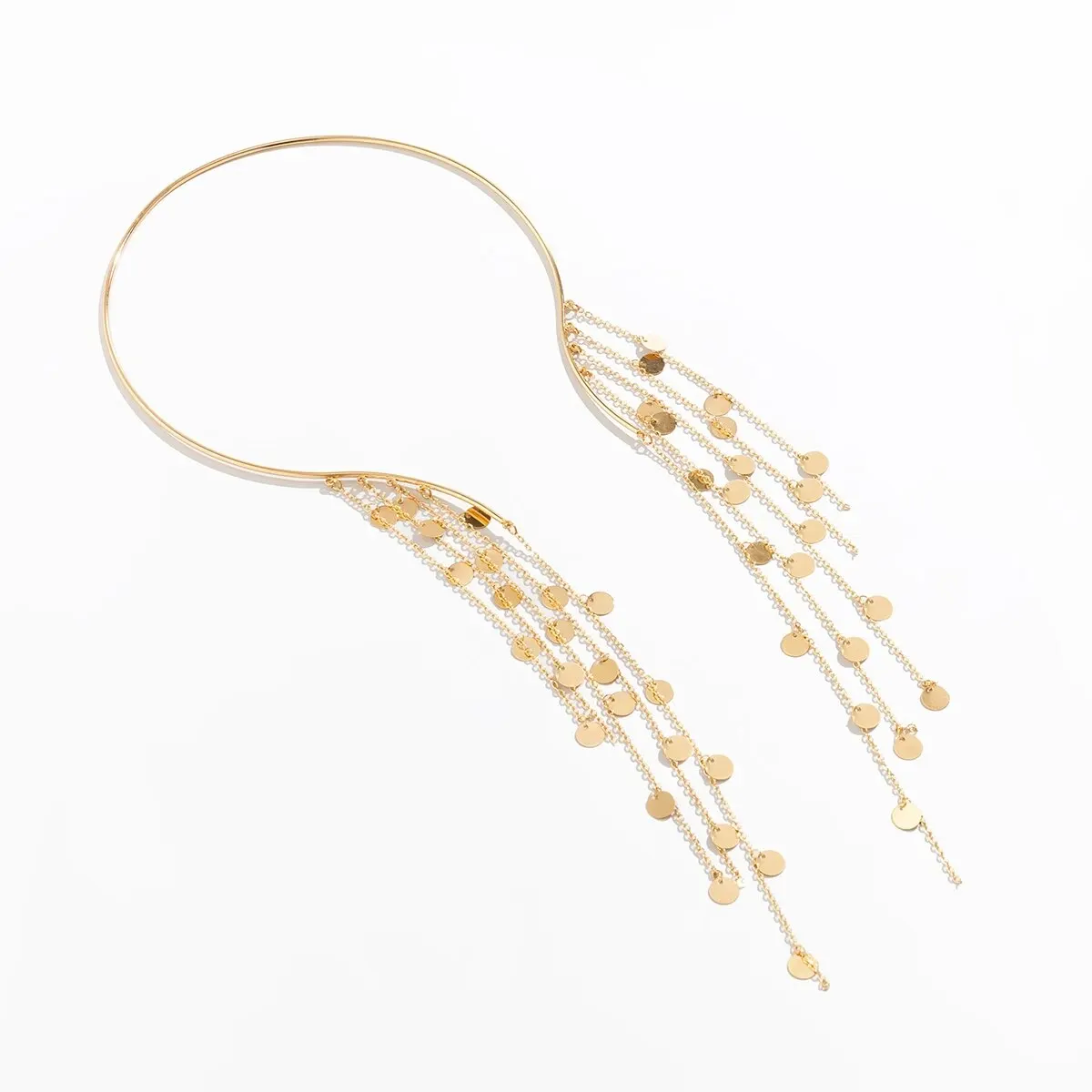 S490c81f17f954a04847ffeedea521846Y Sexy Goth Long Tassel Sequin Imitation Pearl Pendant Open Torques Choker Necklace for Women Vintage Chest Chain Wed Accessories Mallzona