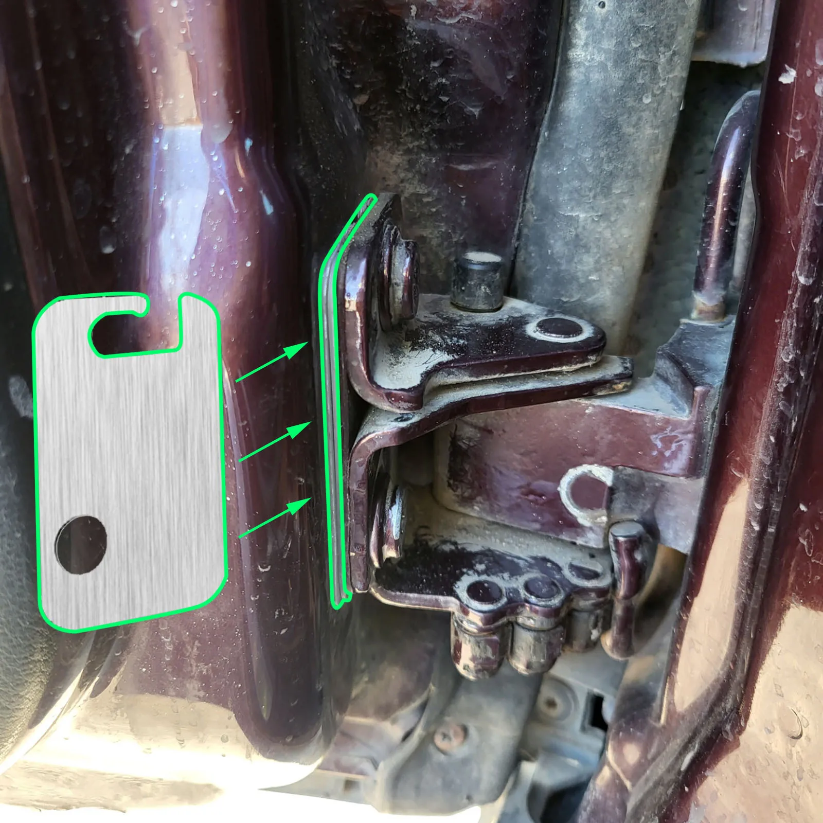 Door Hinge Repair Kit Car Hinge Bracket Front Lower Door Hinge Repair Washer Plate for VW Audi A4 Skoda Seat Ibiza Touareg Golf Passat Car Sagging Doors Align Shim Pad