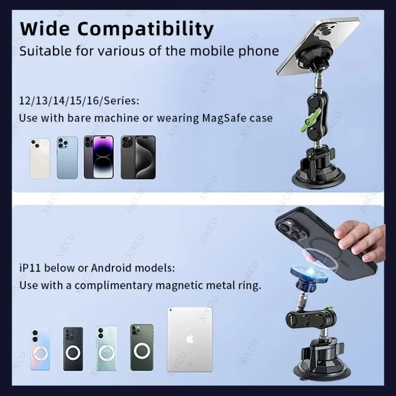 Universal Wheel Adjustment Car Magnetic Phone Holder Vacuum Suction Cup For Magsafe iPhone 17 16 15 14 Pro Max Cellphone Bracket