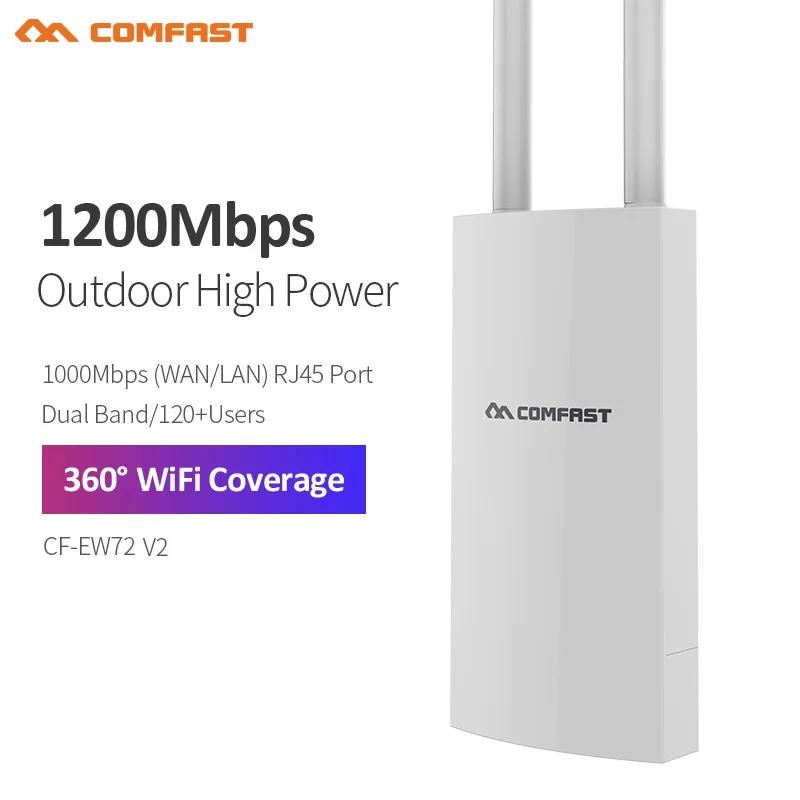 thumbnail image 1 of Punto de acceso exterior Comfast AC1200 de alta potencia, enrutador Gigabit de 2,4 G y 5 GHz, repetidor AP, antena WiFi de largo alcance para jardín callejero, 1 of 5