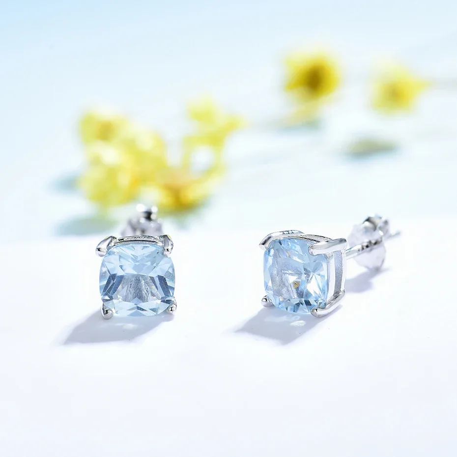 Kuololit Emerald Aquamarine Gemstone Jewelry Sets for Women Solid 925 Sterling Silver Ring Earrings Engagement Gift