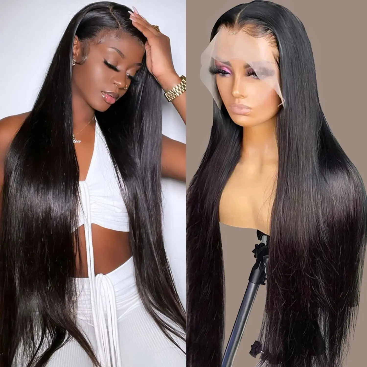 

Transparent 13x4 Lace Front Human Hair Wigs Brazilian Bone Straight Lace Frontal Wig For Women PrePlucked 13x6 Glueless Wigs