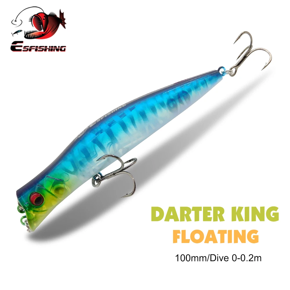 Esfishing Esche Da Pesca Galleggianti Popper Darter King 100Nm 9.5G Two Dive Professional Hard Baits Top Water